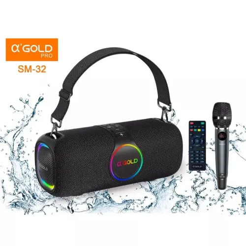 Caixa De Som Bluetooth 1200w Ipx6 Resistente A Agua Com Microfone E Controle AGOLD Sm-32 