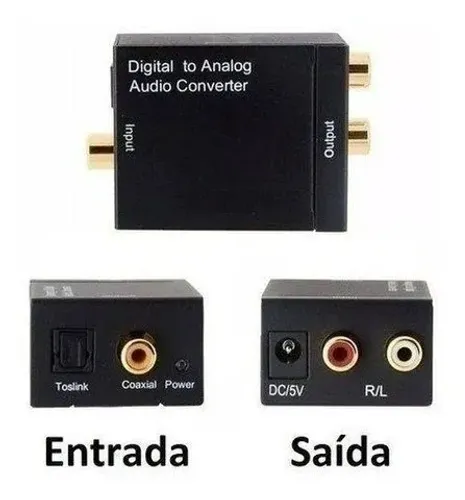 Conversor Audio Optico Digital Fibra Coaxial Rca Analógico