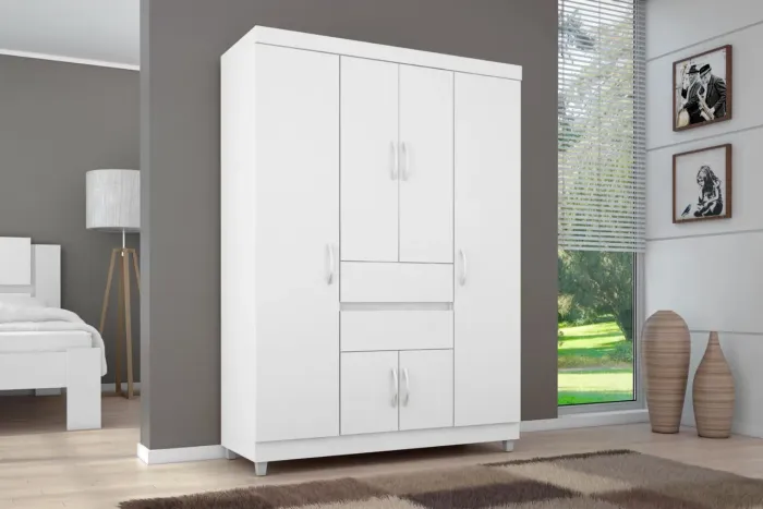 ROUPEIRO CASAL COMPACTO 6 PORTAS 2 GAVETAS