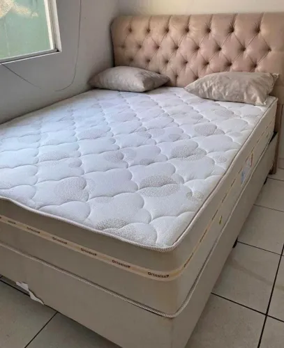 Cama Box Casal com Cabeceira Estofada