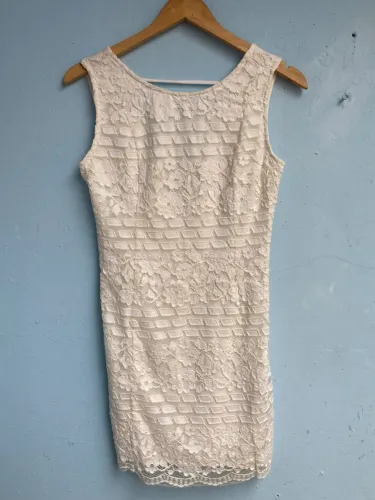 Vestido Feminino De Renda Branco, Tam P