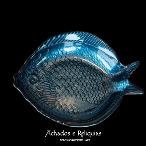 Ornamento para servir de vidro em forma de Peixe azul