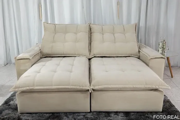 Sofá Retrátil Reclinável Larg. 2.30m - D33 e Molas Ensacadas