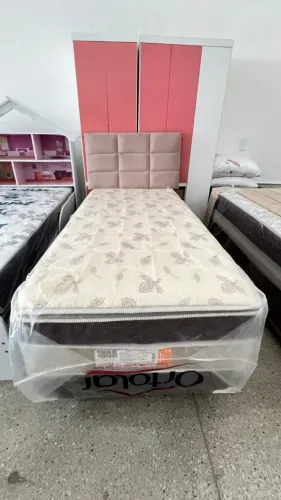 Cama Unibox Semi Ortopedica Solteiro Padrão Com Pilow Top 
