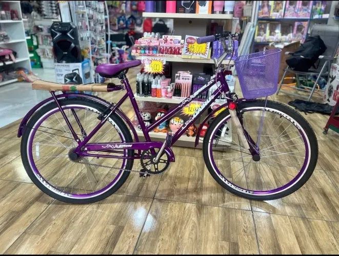 Bicicleta Roxa com Cesta - Conforto e Estilo