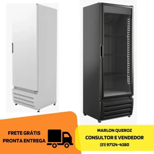 Freezer Vertical Dupla Ação Braslar 500 Litros Porta de Vidro / Cega Preto / Branca