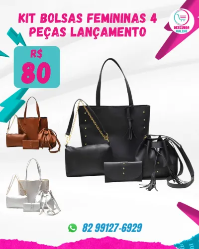 Kit Bolsas Femininas 4 peças Lançamento