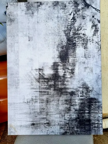 Quadro Abstrato em Preto e Branco, 50 x 70 cm