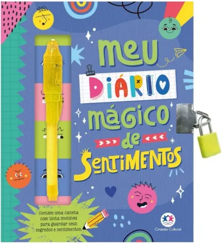 Meu livro diário mágico de sentimentos com cadeado e caneta invisível. NOVO E LACRADO