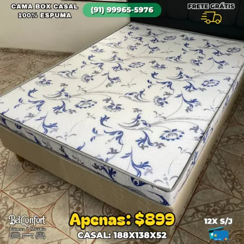 Cama Box Casal 100% Espuma 