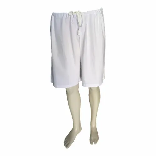 BERMUDA CRETONE BRANCO SEM ELÁSTICO SEM BOLSOS