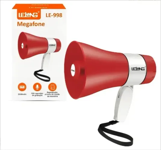 Megafone Portátil Recarregável Música E Gravador 20w Lelong le-998