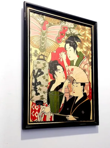 Quadro Japonês Decorativo em Tecido, inspirado Utagawa Eizan