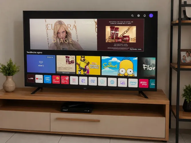 Tv Smart 4k 70 polegadas borda infinita sem detalhes