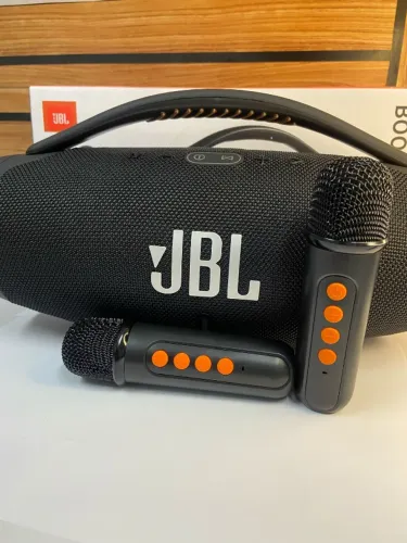 Caixa de som booms box 3 jbl  preta com microfone an2