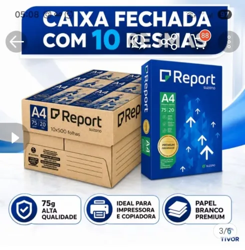 Papel Sulfite Report A4 Caixa fechada - Frete gratis!
