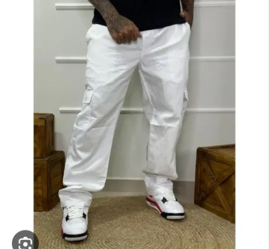 Calça cargo off-white blue steel em estado de novo Tam M