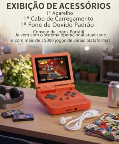 Powkiddy v90 tela 3.0p ips retro videogame ps1 mini jogo portátil 16g 15000 jogos<br><br>