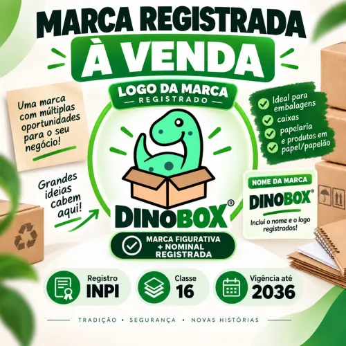 Marca Registrada DINOBOX à Venda - INPI | Classe 16 | Embalagens e Papelaria