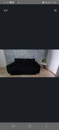 Sofá 2 lugares retrátil preto 