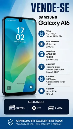 Vende-se Samsung a16 estado de novo