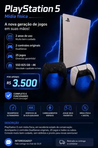 PLAYSTATION 5 - MÍDIA FÍSICA | R$ 3.500