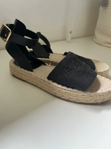sandália espadrille marca H&M, tam36, tecido, couro e palha, como nova!