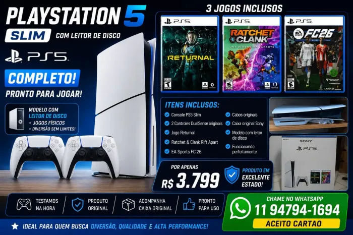 O melhor do mercado PS5 SLIN 1TB / Equipado com leitor de disco !!