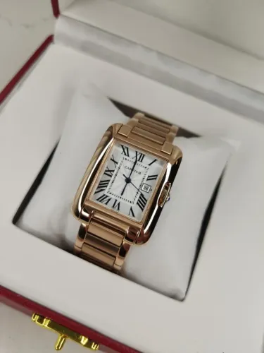 RELOGIO CARTIER TANK ROSE 30MM QUARTZO LINHA AAA+ RECEBEU VOCE PAGA EM 10X SEM JUROS