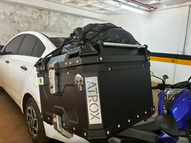 Baú para moto 55 lts. Todo em alumínio!