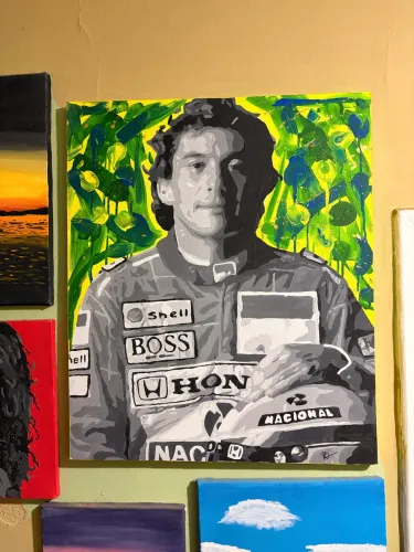 Quadro do Ayrton Senna - Pintura em Tela Feita à Mão