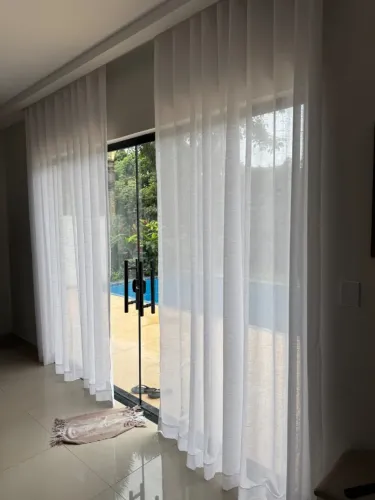 CORTINAS LINHO BRANCO/AZUL 