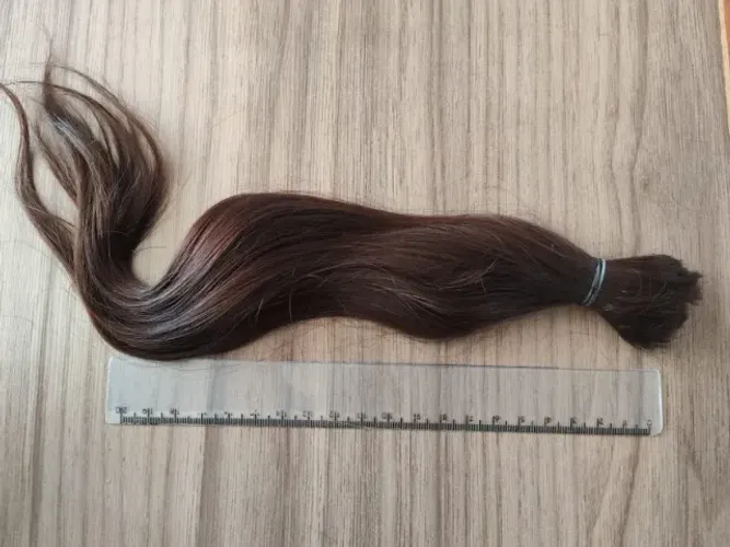 Kit Cabelo 2 mechas 100% Natural Liso Castanho 25cm (45g) + 15cm (29g)
