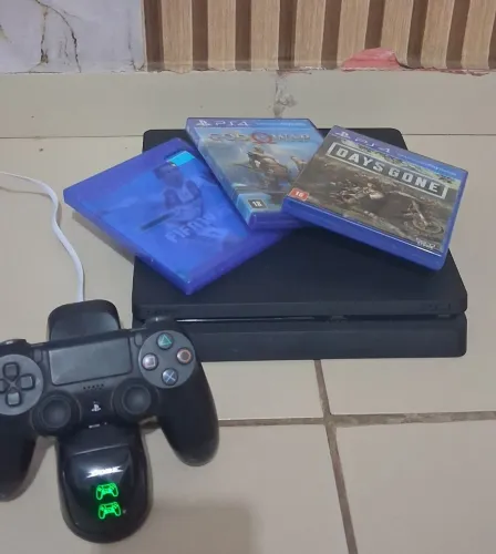 PS4 SLIM SUPER NOVO+4 JOGOS