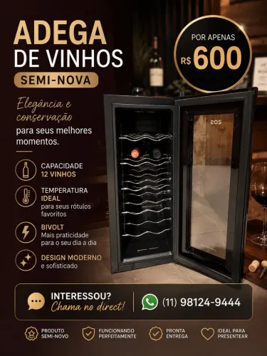 Adega bivolt para 12 vinhos