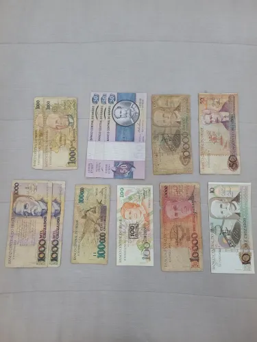 Dinheiro notas antigas colecionador