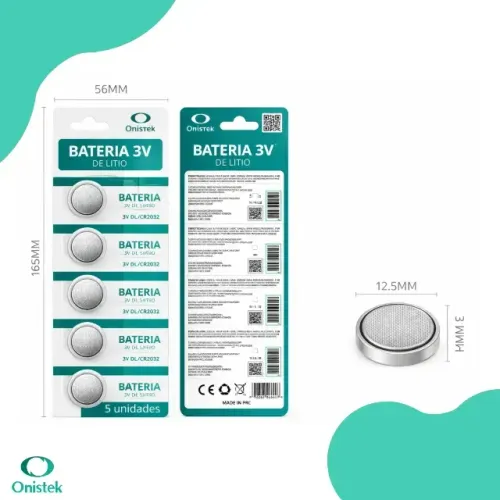 Cartela de Bateria Onistek 3V CR2032 5 und - WZetta