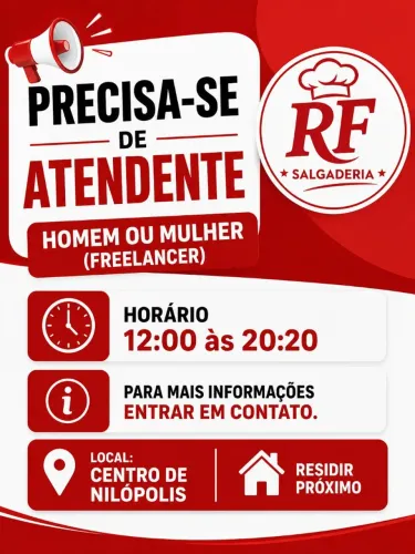 Vaga para atendente(Fast FOOD) FREELANCER
