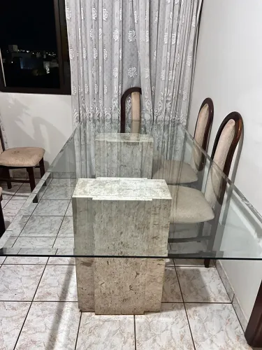 MESA TAMPÃO DE VIDRO PARA 8 LUGARES