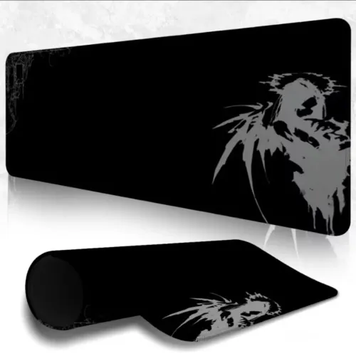 Mousepad speed 65x30 antiderrapante com borda costurada, estampa clean preta e branca