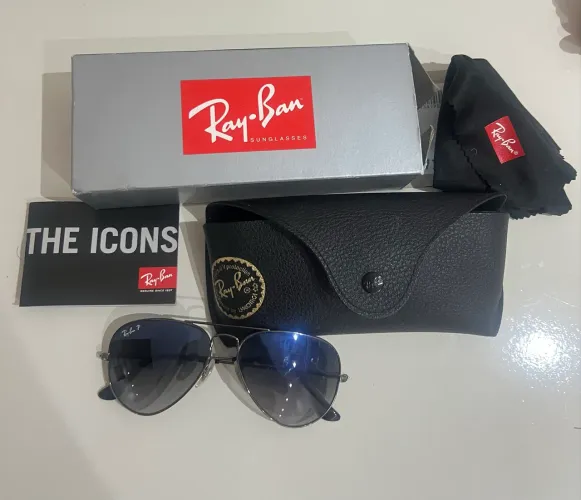 Óculos De Sol Ray-Ban Aviator Polarizado Original - Com Estojo