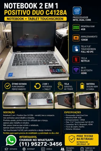 Notebook 2 em 1 Positivo Duo C4128A Full hd