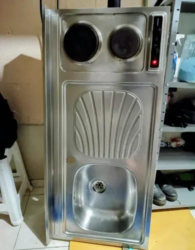 Vendo: Pia aço inox fogão embutido elétrico funcionando 190 potência 185,00 reais