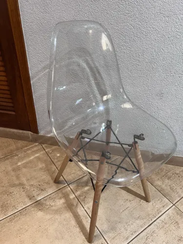 Kit 7 cadeiras com base de madeira