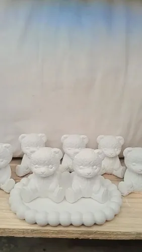 Kit 10 Lembrancinhas Ursinho Branco para Chá Revelação/Chá de Bebê/Maternidade/Aniversário