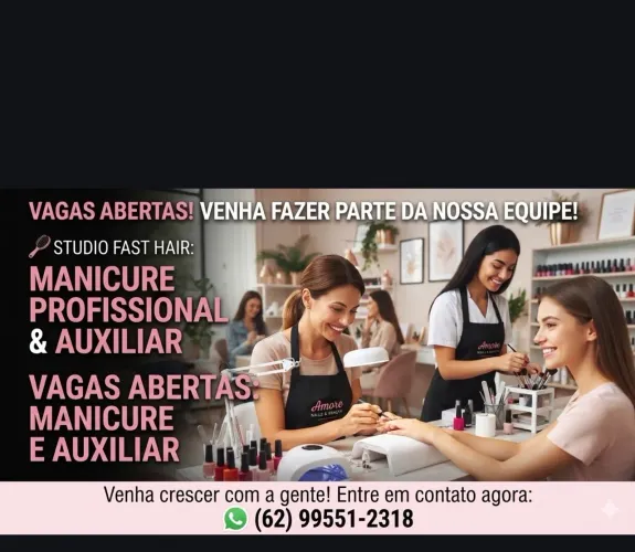 Vaga para auxiliar de cabeleireira e manicure 