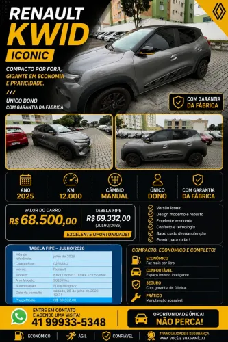 Renault Kwid Iconic 1.0 Flex 12V 5P Mec. 2026