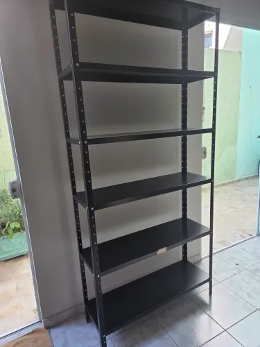 Estante aço, preta, 6 prataleiras