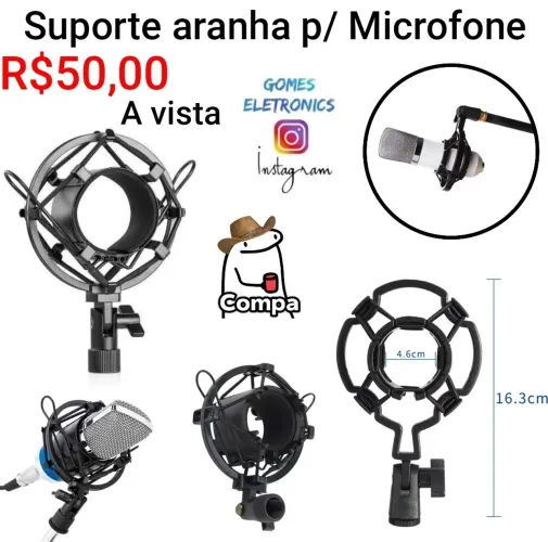 Suporte para microfone condensador modelo aranha para tripe e suporte (Loja Fisica)<br>