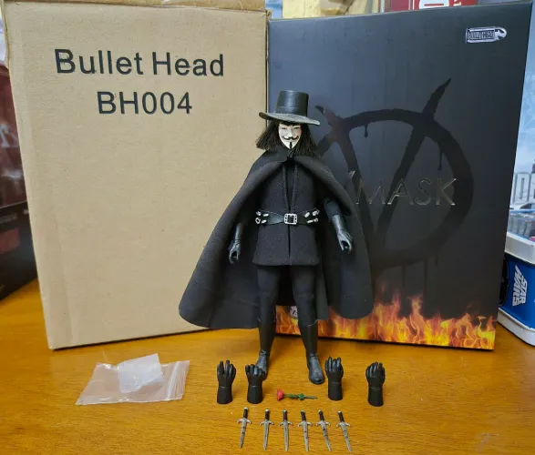 Figura V de Vingança (V for Vendetta) Bullet Head 1/12 Completo (Detalhe na head)!